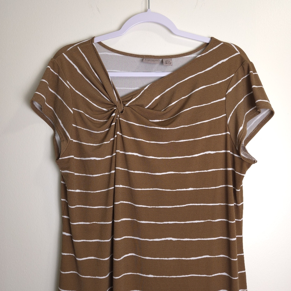 Easywear by Chico's Brown White Comfy Chic Jersey Dress 2 / L - Picture 2 of 6